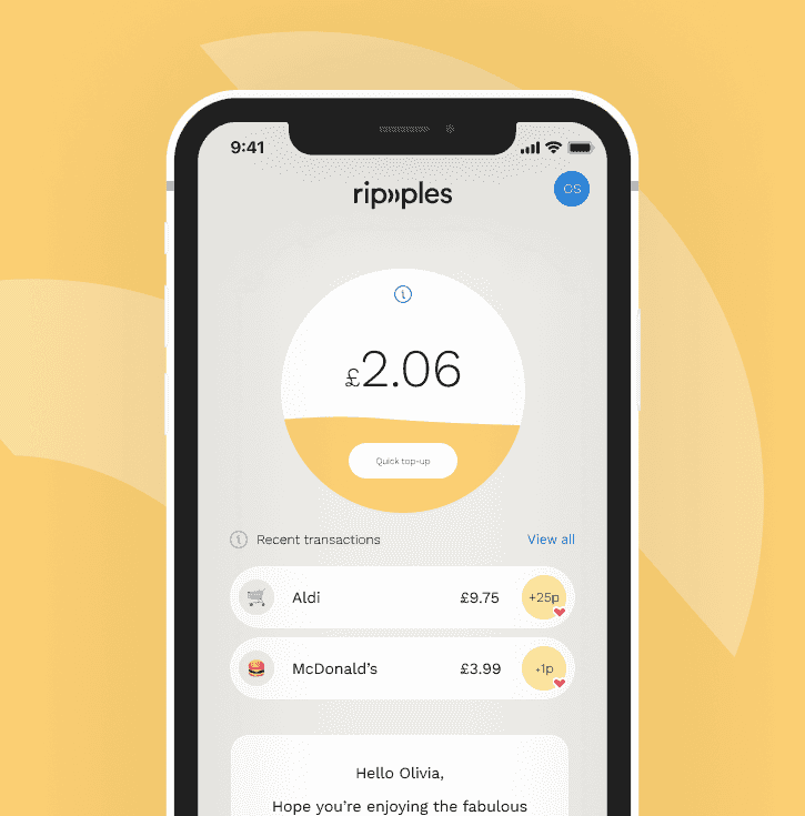 New Ripples app - donation pot